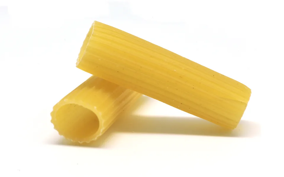 Rigatoni, photographed