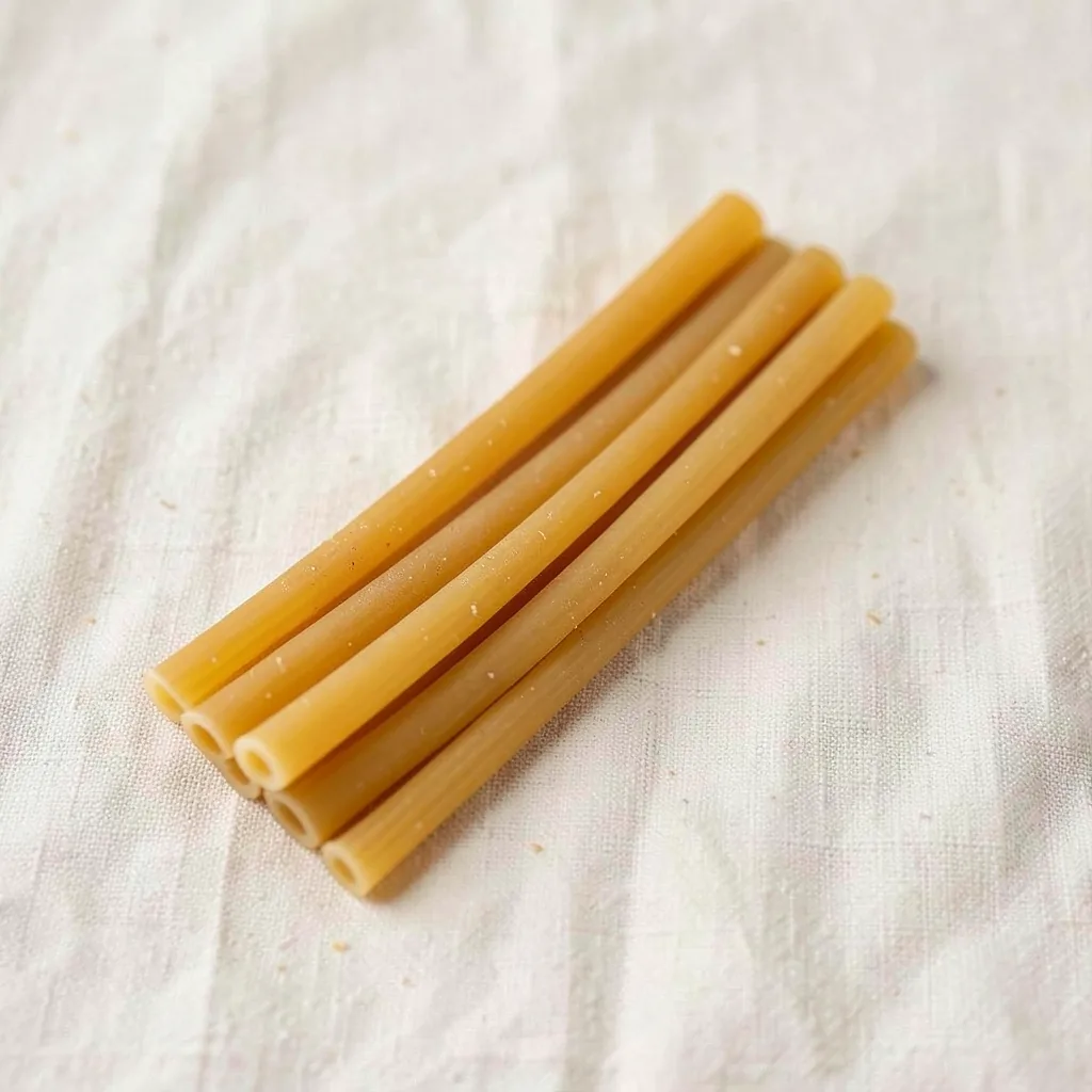 Bucatini, uncooked, on linen