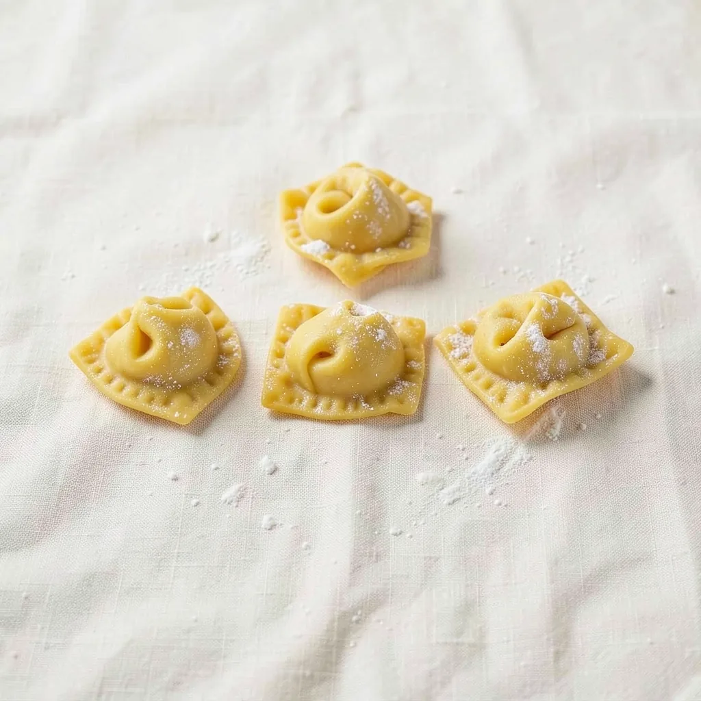 Cappelletti, uncooked, on linen