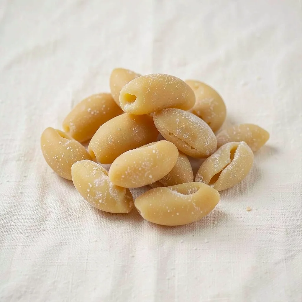 Cavatelli, uncooked, on linen