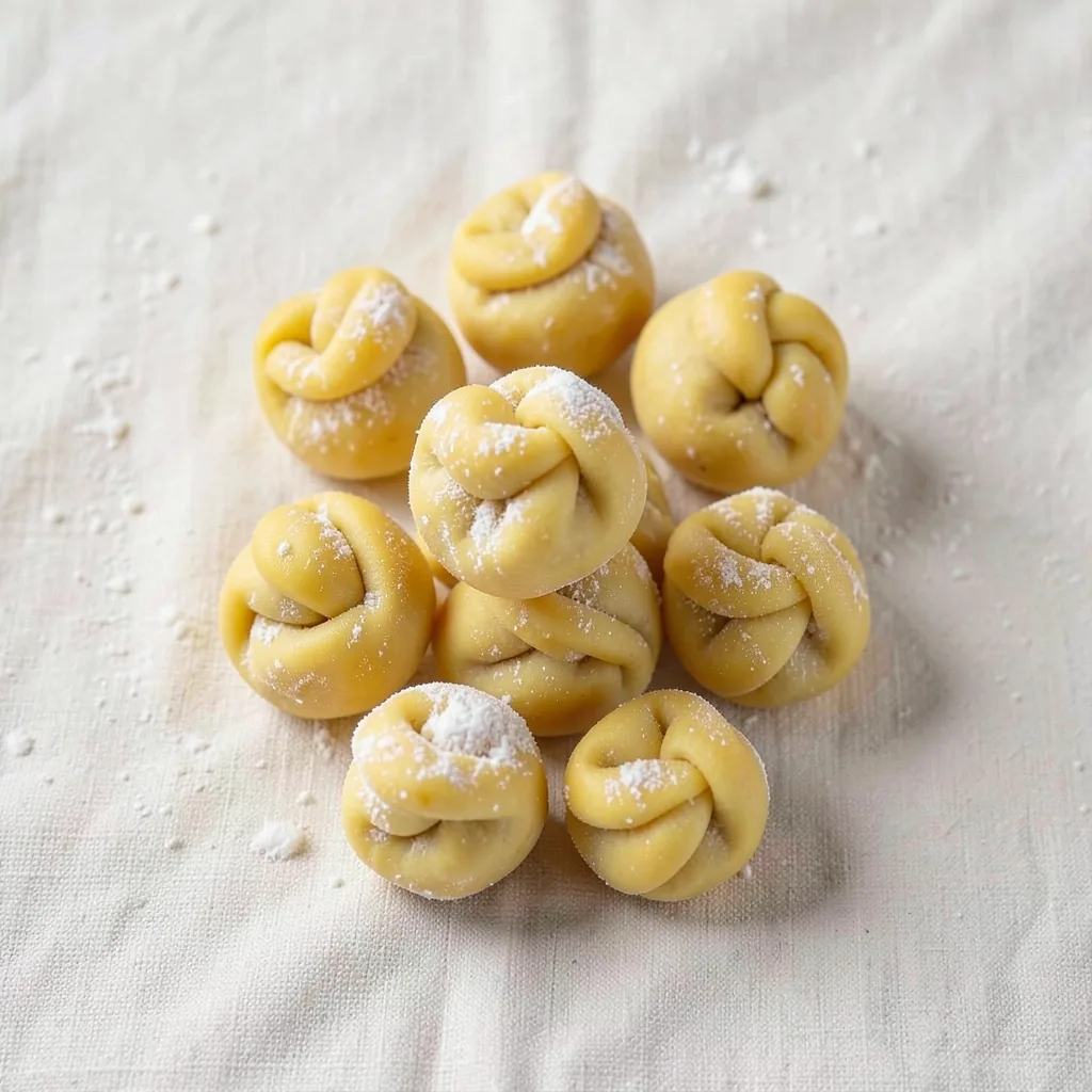 Fagottini, uncooked, on linen