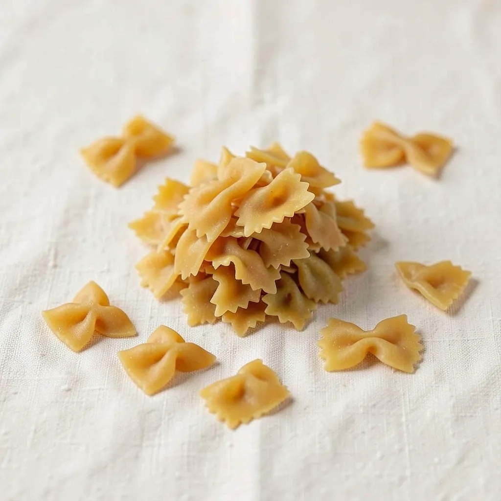 Farfalline, uncooked, on linen