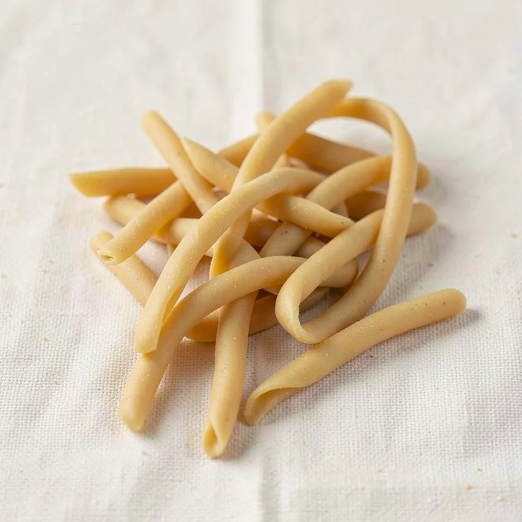 Fileja, uncooked, on linen