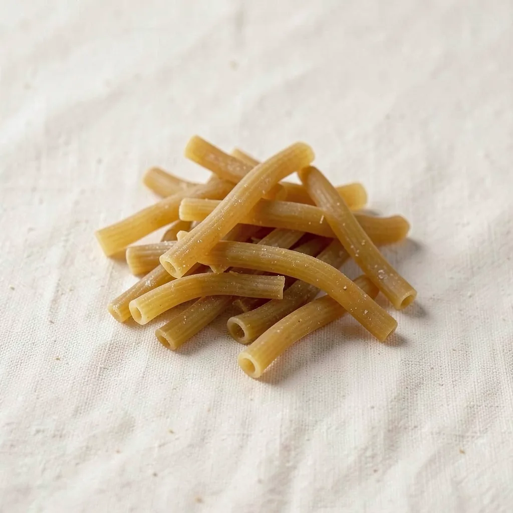 Gramigna, uncooked, on linen