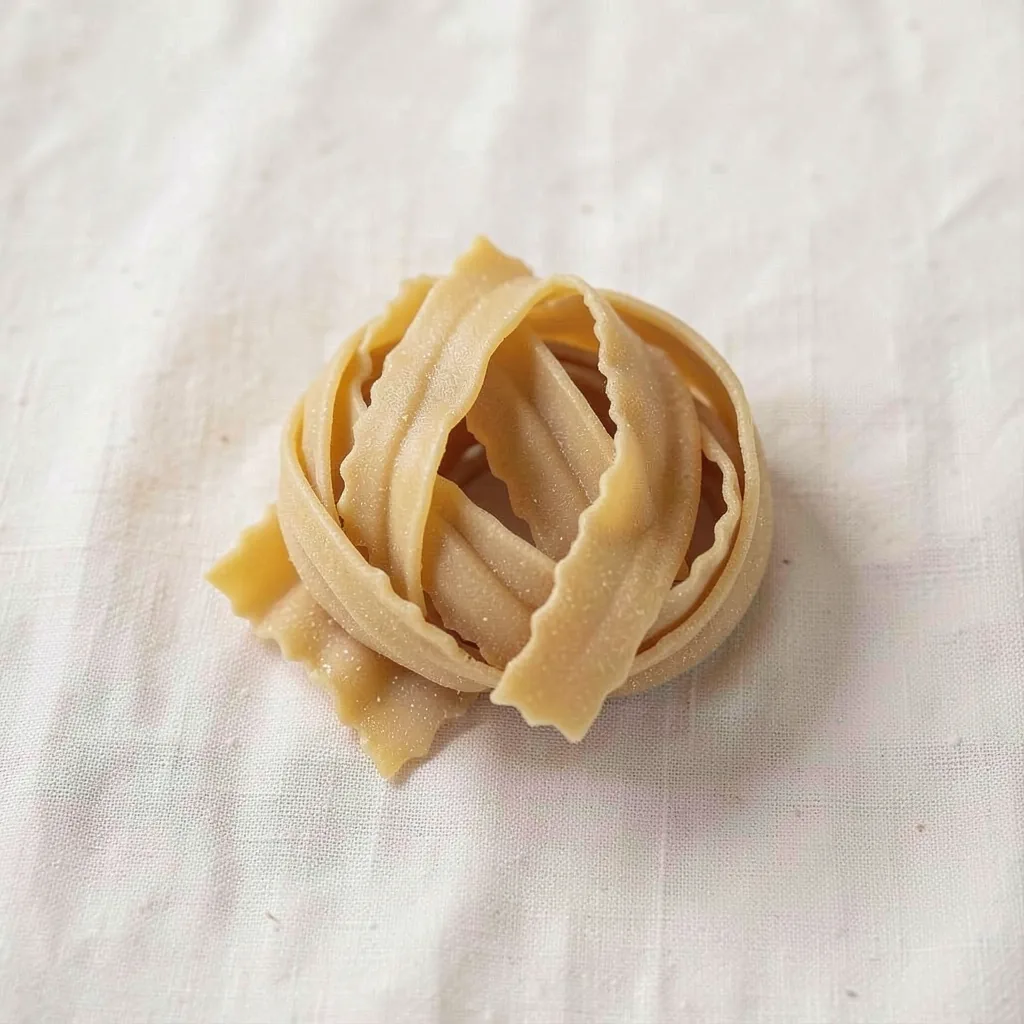 Lasagnette, uncooked, on linen