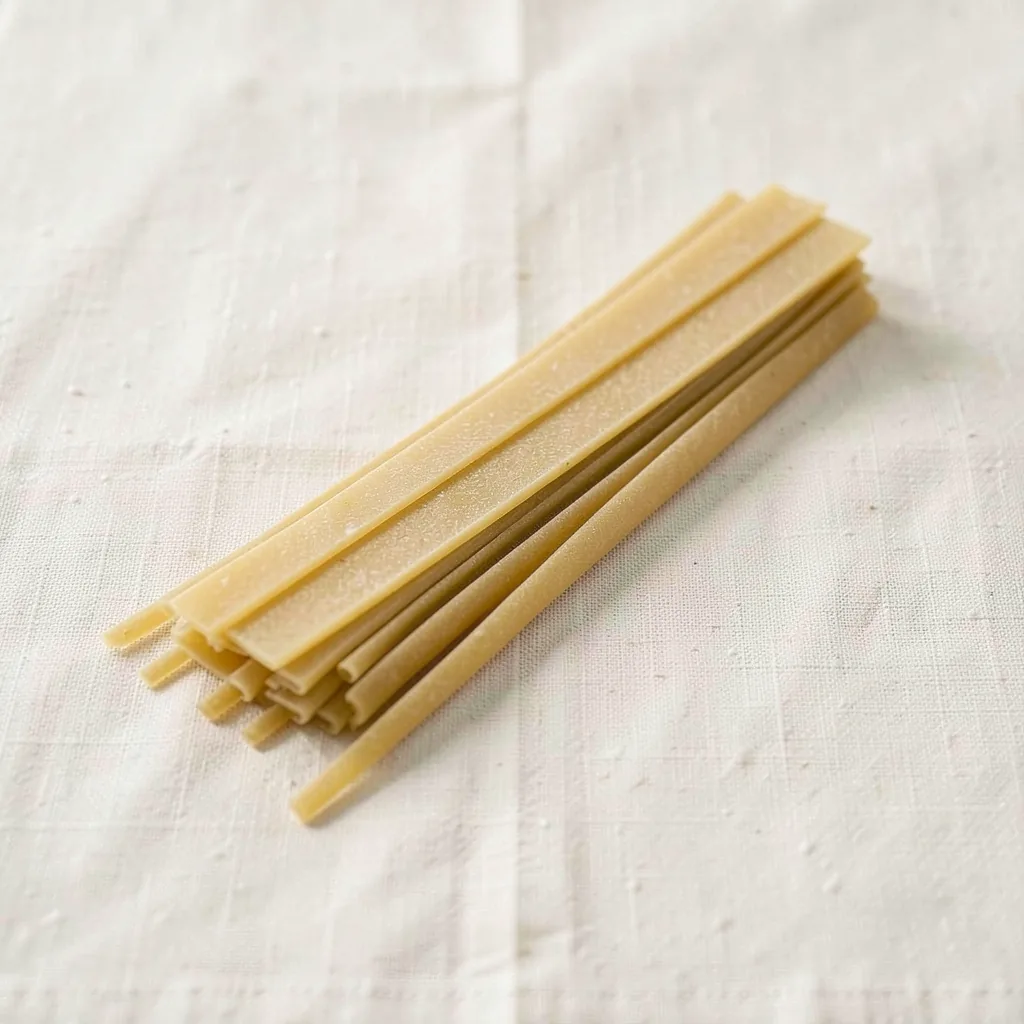 Linguine, uncooked, on linen