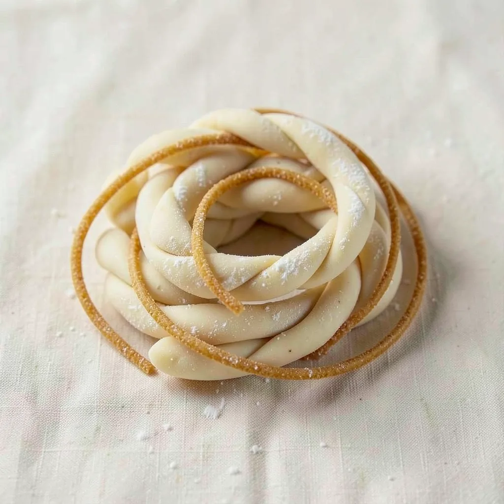 Lorighittas, uncooked, on linen