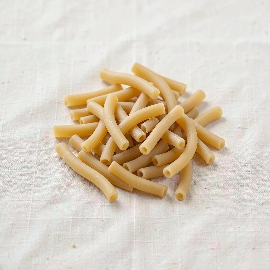 Maccheroncelli, uncooked, on linen