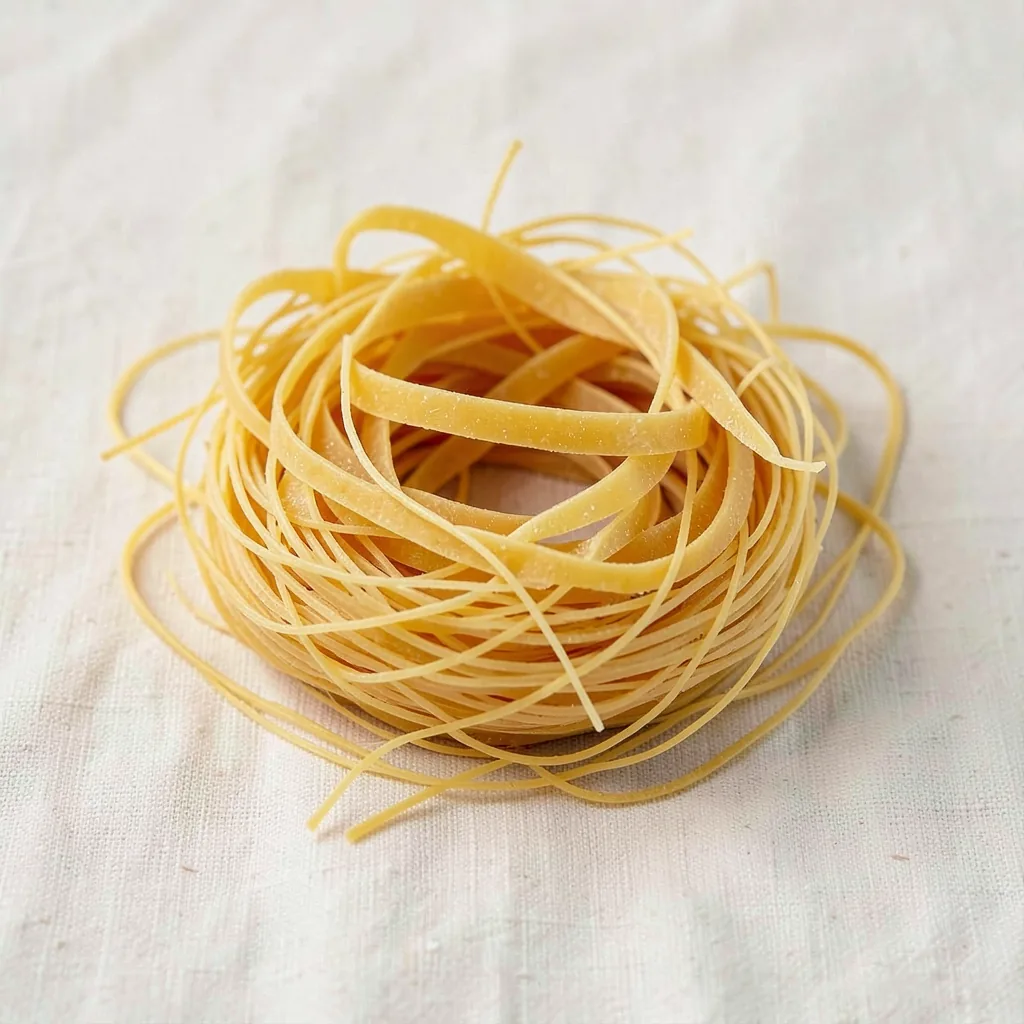 Maccheroncini di Campofilone, uncooked, on linen