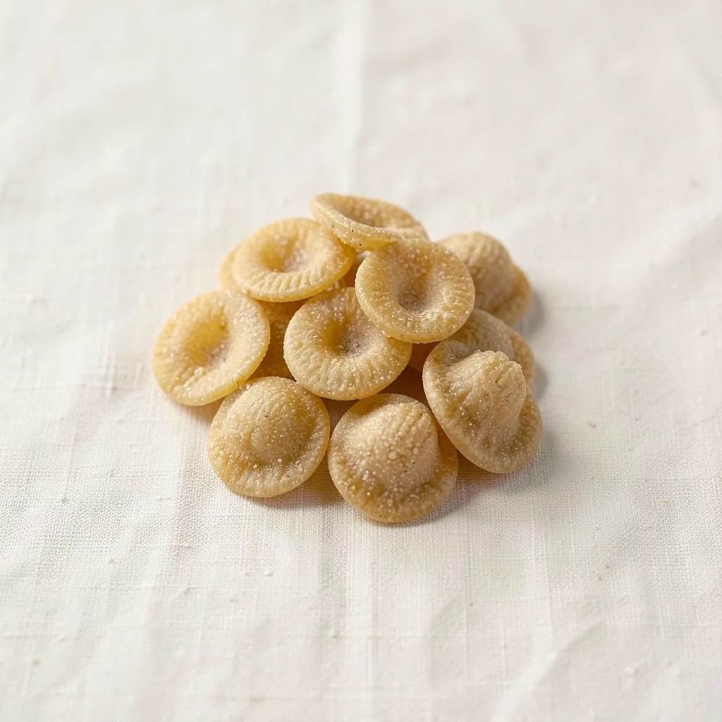 Orecchiette, uncooked, on linen