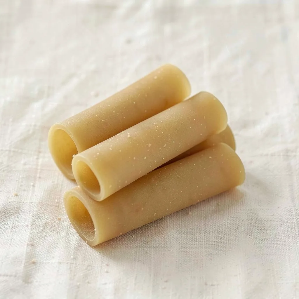 Paccheri, uncooked, on linen