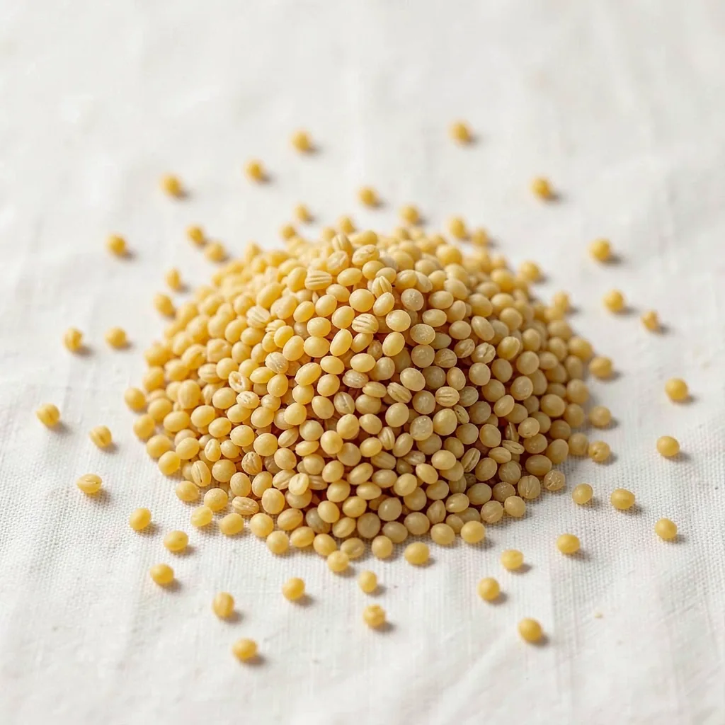 Pastina, uncooked, on linen