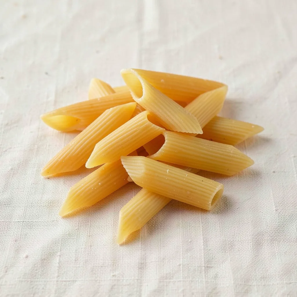 Pennoni, uncooked, on linen