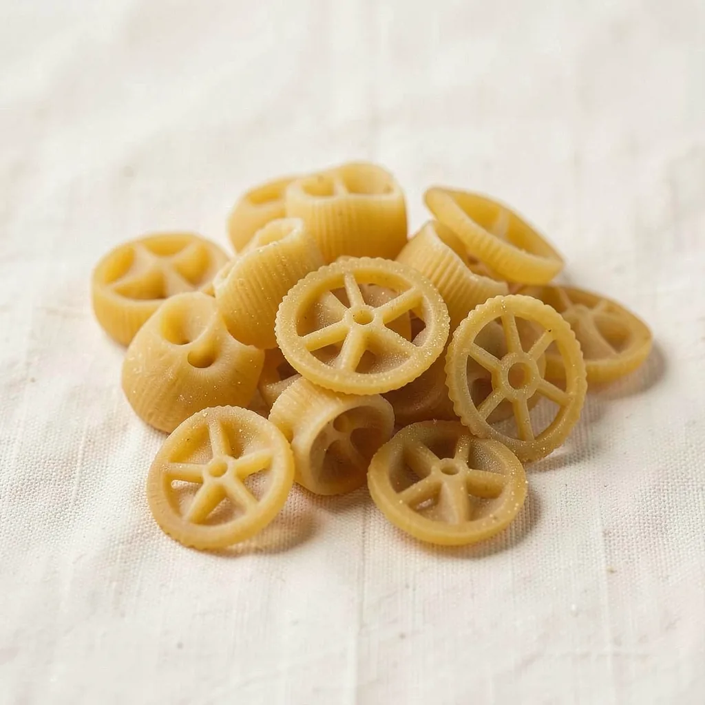 Rotelle, uncooked, on linen