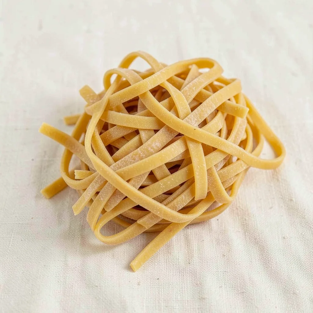 Scialatielli, uncooked, on linen