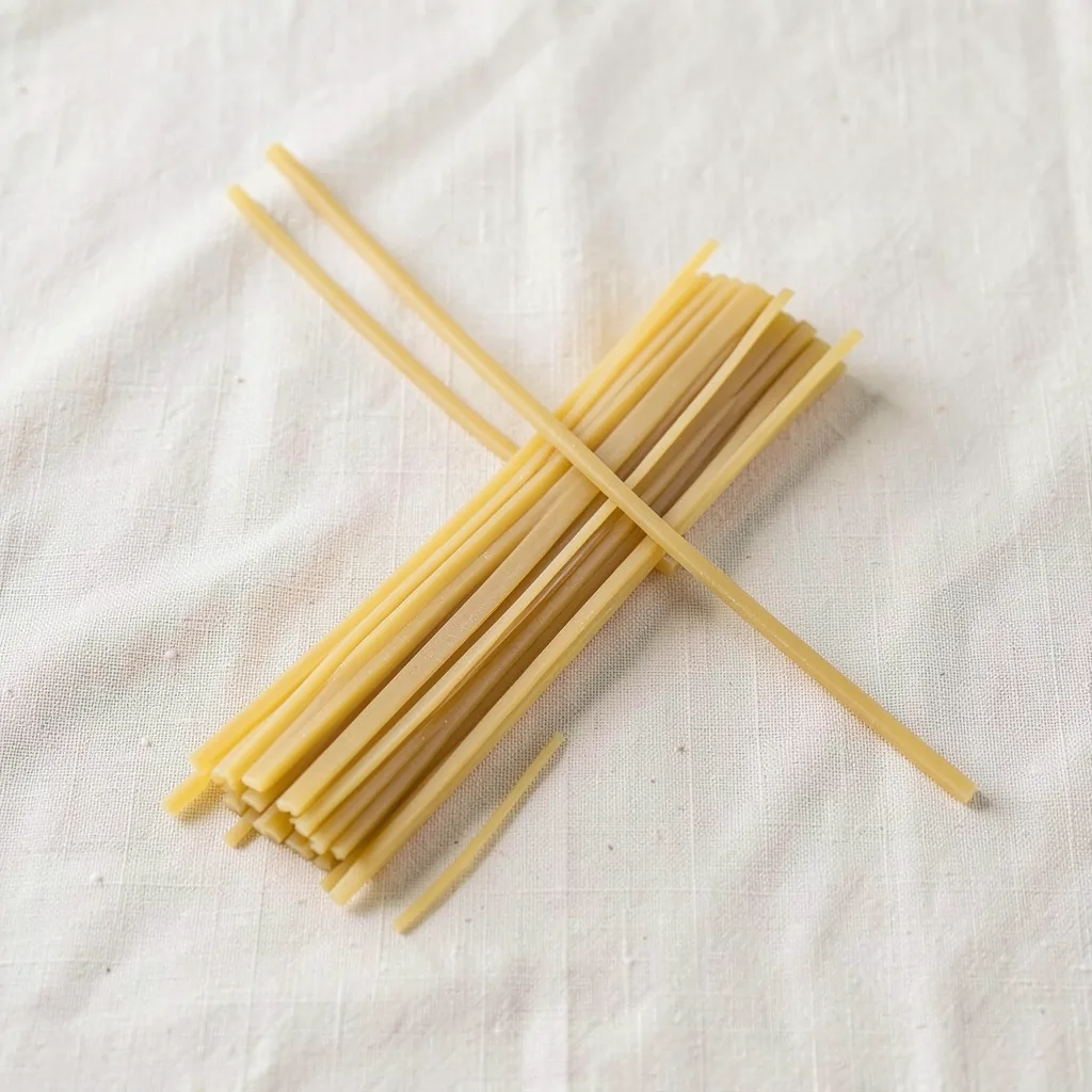Spaghettoni, uncooked, on linen