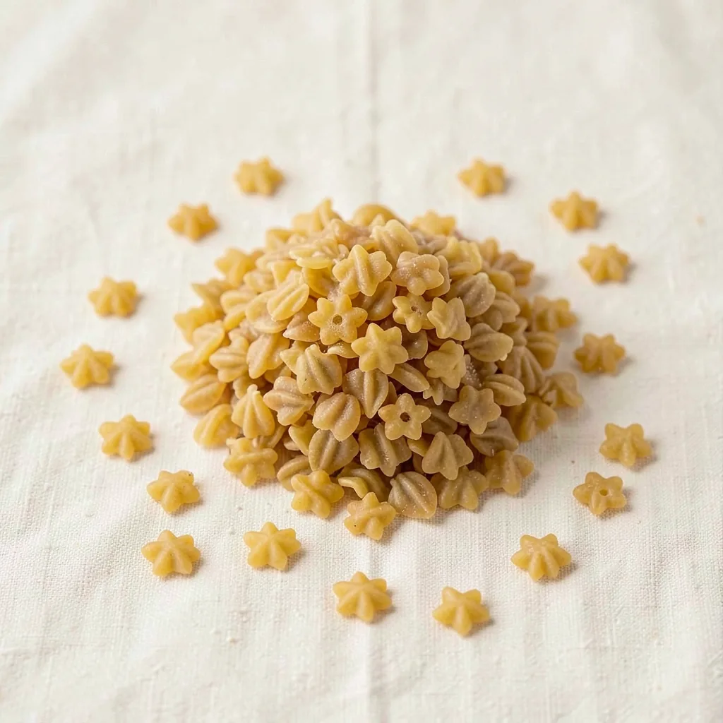 Stelline, uncooked, on linen