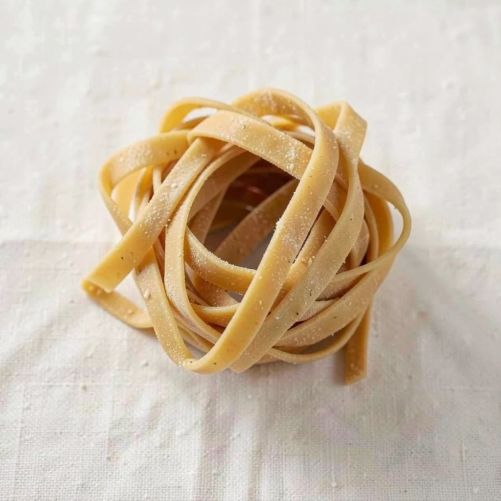 Stringozzi, uncooked, on linen