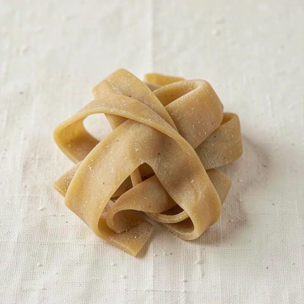 Strozzapreti, uncooked, on linen