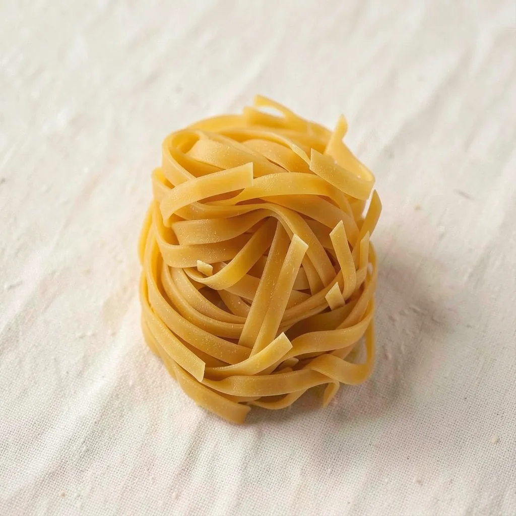 Tagliolini, uncooked, on linen
