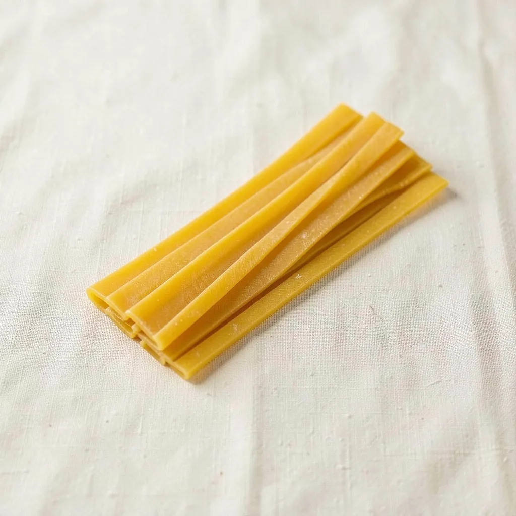 Tonnarelli, uncooked, on linen