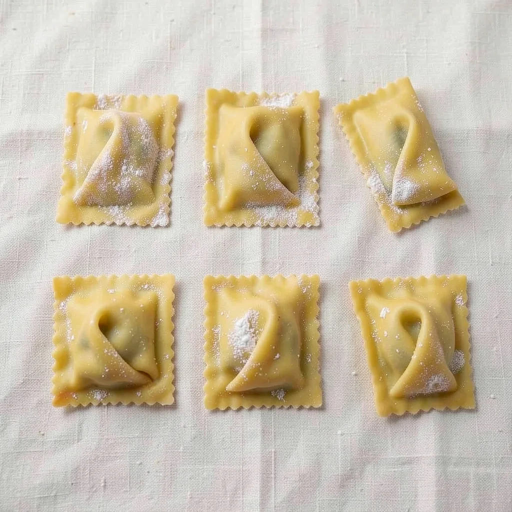 Tortelli, uncooked, on linen