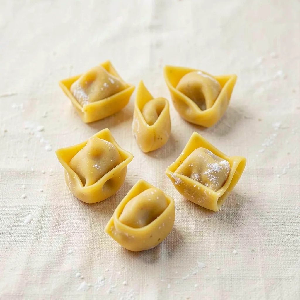 Tortellini, uncooked, on linen