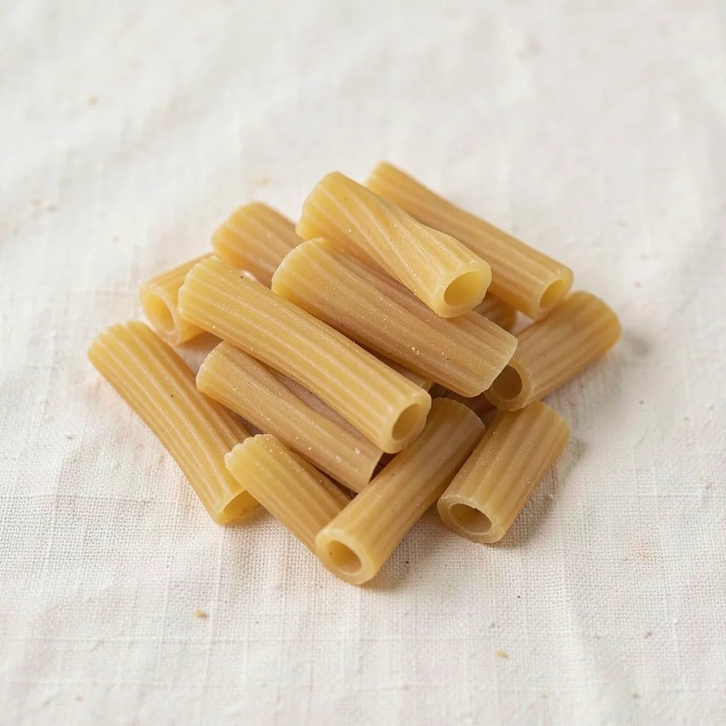 Tortiglioni, uncooked, on linen