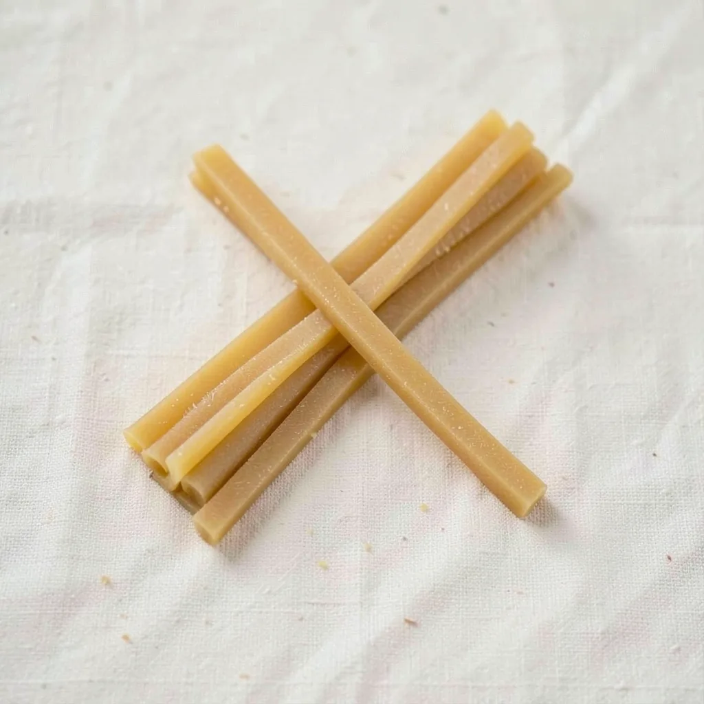 Troccoli, uncooked, on linen
