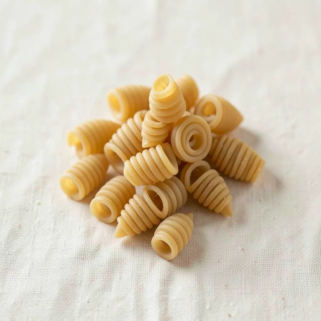 Trottole, uncooked, on linen