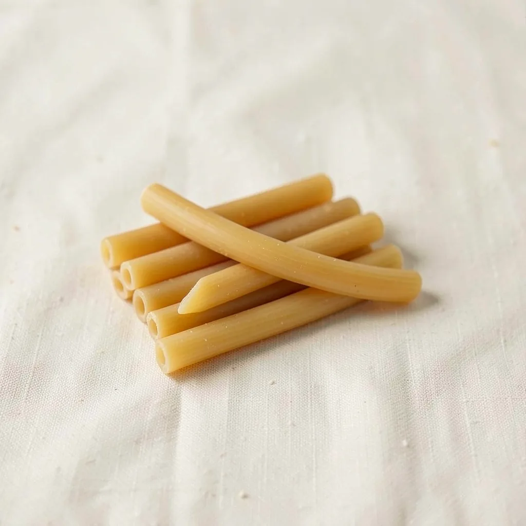 Ziti, uncooked, on linen