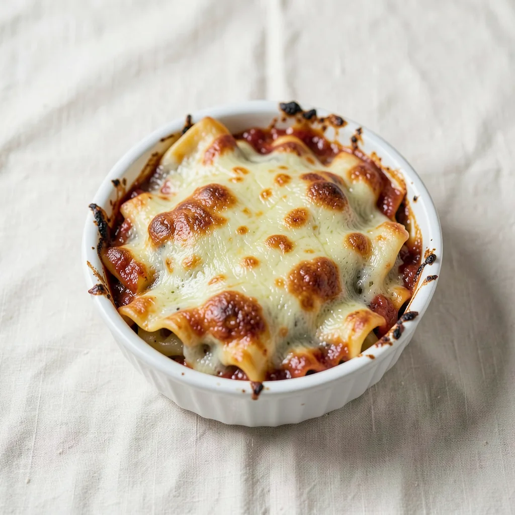 Baked (al forno), served on pasta
