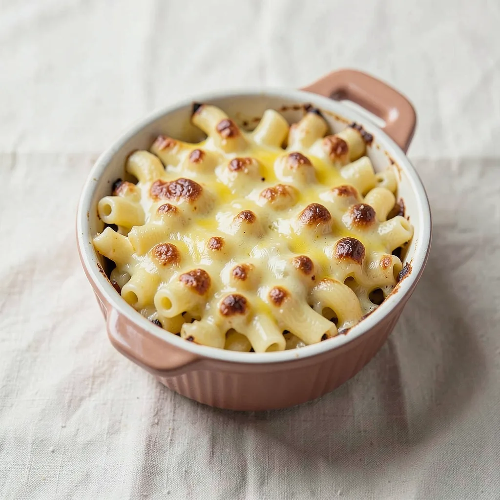 Mac and cheese, served on pasta