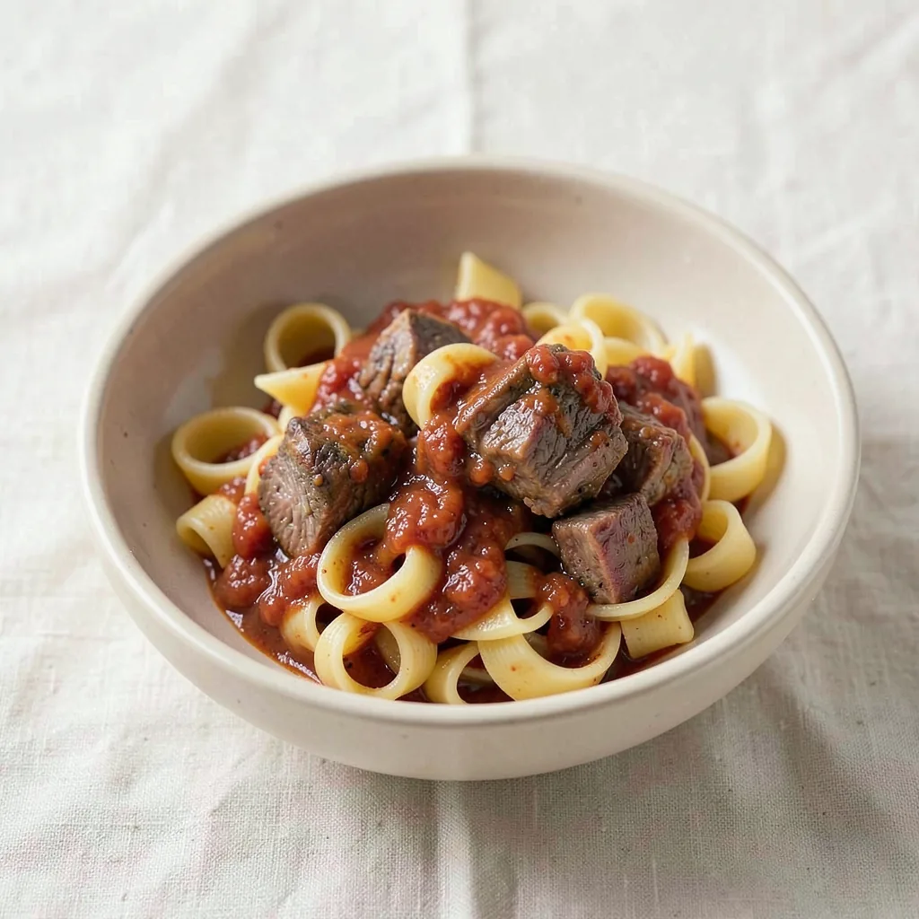 Ragu napoletano, served on pasta