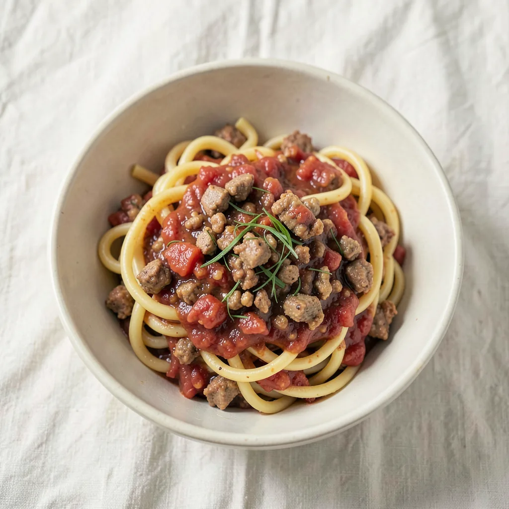 Sausage ragu, served on pasta